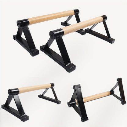 1 Pair Push-up Parallettes Bars(Black Beech Wood)-3